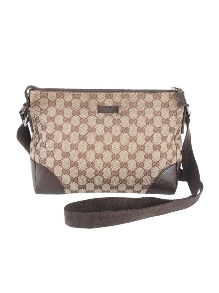 Gucci Gg Canvas Leather Shoulder Bag Crossbody Messenger